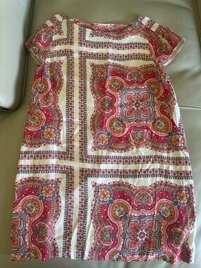 Tommy Hilfiger Paisley-Print Shift Dress in Red, Teal & Cream Sz XL EUC